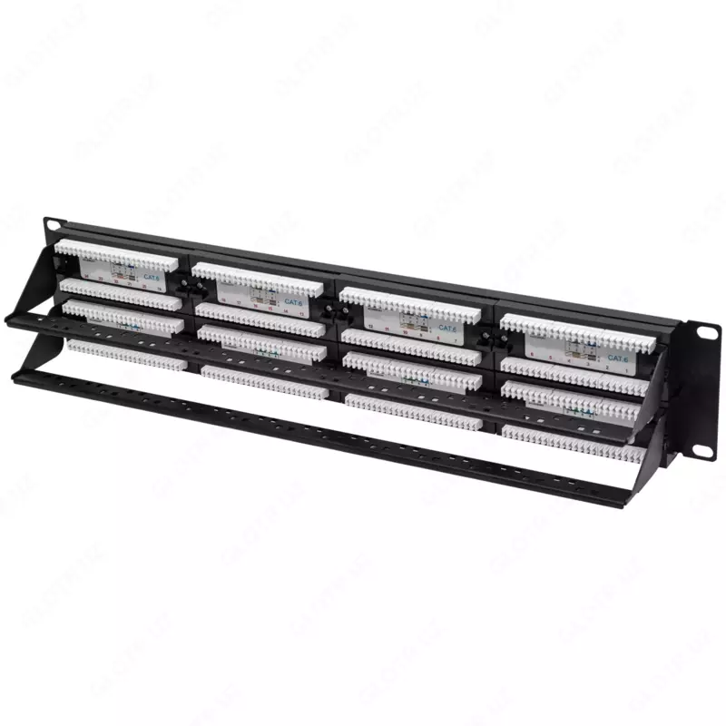 SNR patch paneli, 19" ekranlanmagan, 2U, 48 port, cat.6 (SNR-UD-2U48-6-H)