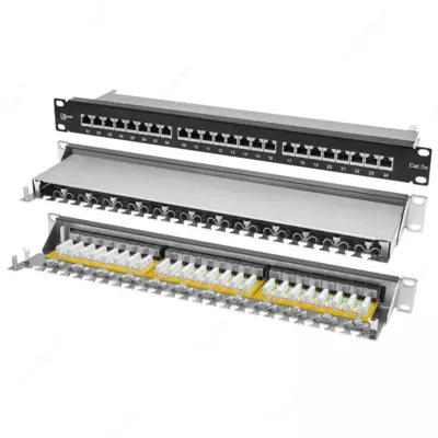 Коммутационная панель SNR, 19" экранированная, 1U, 24 порта, cat.5e (SNR-SD-1U24-5E-H)