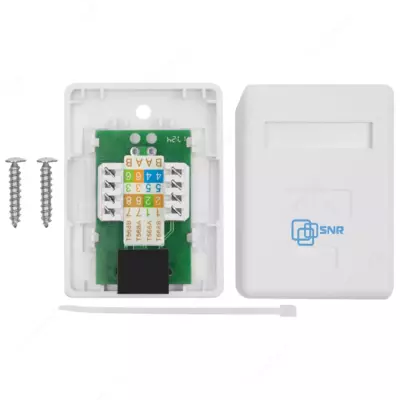 Konsignatsiya rozetkasi 1xRJ45 (SNR-SMB-2108A), m. SNR-C5E-WO1