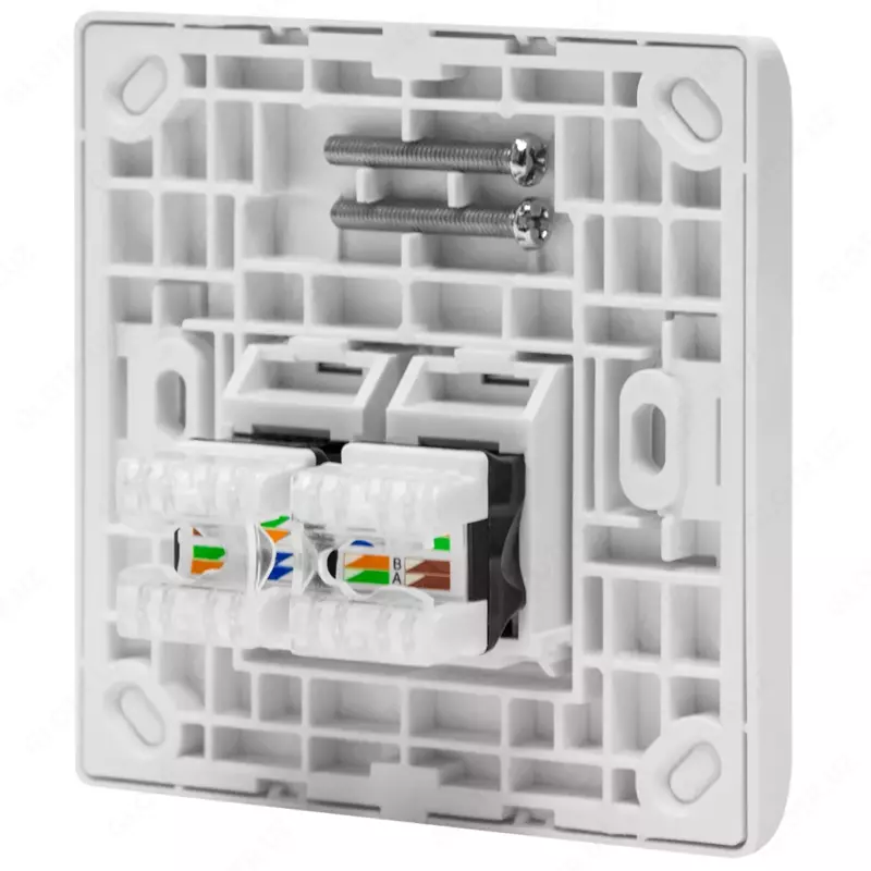 Абонентская розетка SNR, встраиваемая, под модули Keystone, 2 порта (SNR-EM-KJ2)