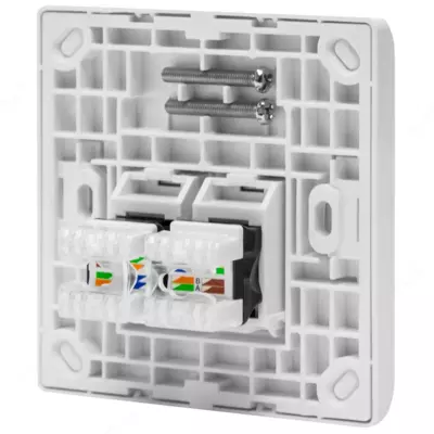 Абонентская розетка SNR, встраиваемая, под модули Keystone, 2 порта (SNR-EM-KJ2)