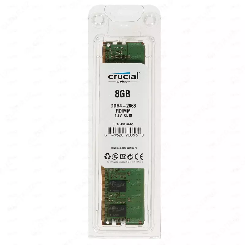 Память 8GB Crucial 2666MHz DDR4 ECC Reg DIMM 1Rx8 (арт. CT8G4RFS8266)