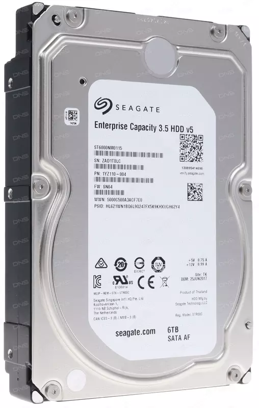 Жесткий диск Seagate Enterprise Capacity 6TB 7.2k 3.5" SATA (арт. ST6000NM0115)