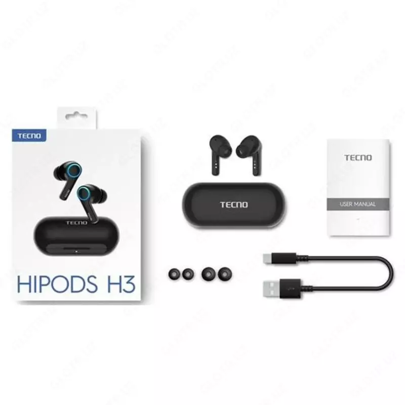 Simsiz minigarnituralar Tecno Mobile HiPods H3, TWS, qora
