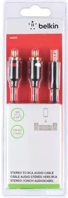 Кабель Belkin 3.5mm/2xRCA, M/M, 2M, PORTABLE, BLACK, GOLD, 2 м (F3Y116bt2M)