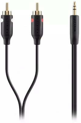 Кабель Belkin 3.5mm/2xRCA, M/M, 2M, PORTABLE, BLACK, GOLD, 2 м (F3Y116bt2M)