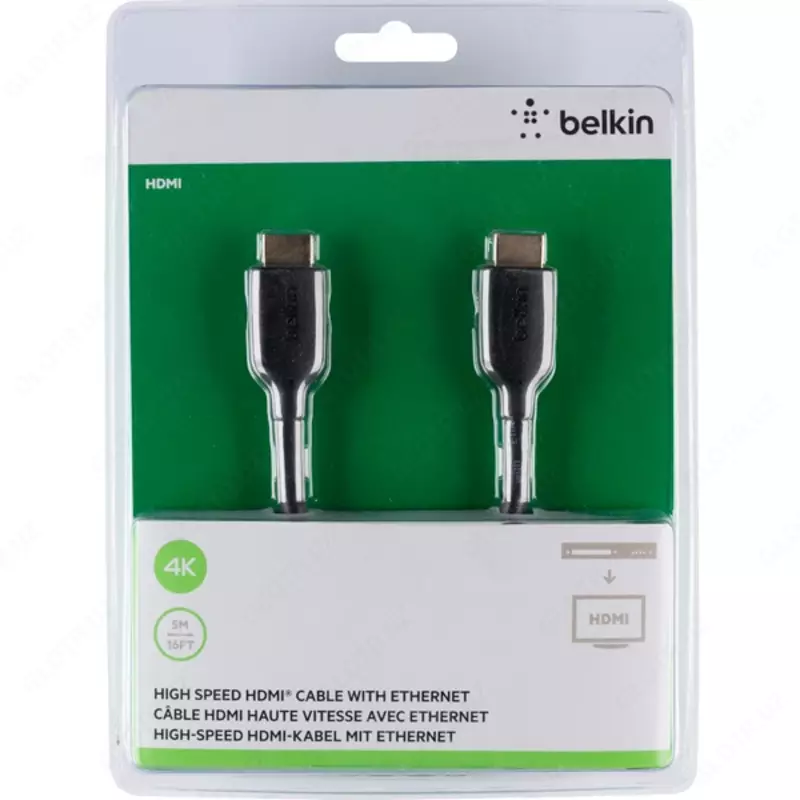 Кабель Belkin HDMI (AM/AM) High Speed Ethernet , 4K/Ultra HD, Gold-Plated, 5 м (F3Y021bt5M)