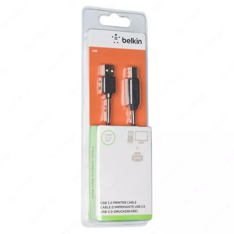 Belkin USB 2.0 printer kabeli (AM/BM) DSTP, Premium printer kabeli, qora, 1,8 m (F2CU040btBLK)