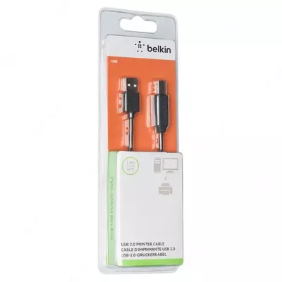 Кабель для принтера Belkin USB 2.0 (AM/BM) DSTP, Premium Printer Cable, black, 1.8 м (F2CU040btBLK)
