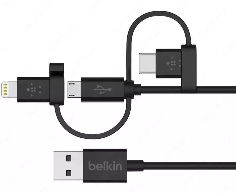 Универсальный кабель Belkin USB-A TO MICRO USB/LTG/USB-C, 4, CHRG/SYNC CABLE, 1.2 м (F8J050bt04-BLK)