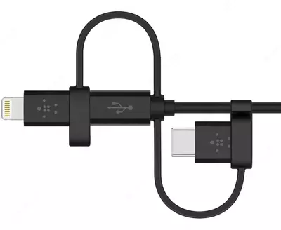 Универсальный кабель Belkin USB-A TO MICRO USB/LTG/USB-C, 4, CHRG/SYNC CABLE, 1.2 м (F8J050bt04-BLK)