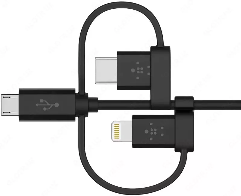 Универсальный кабель Belkin USB-A TO MICRO USB/LTG/USB-C, 4, CHRG/SYNC CABLE, 1.2 м (F8J050bt04-BLK)