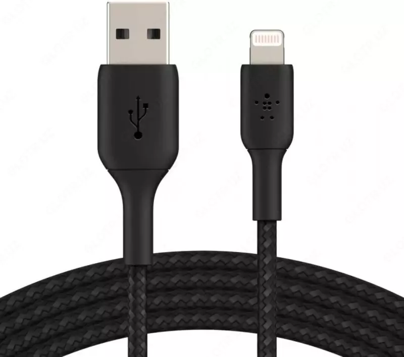 Кабель Belkin BRAIDED A-LTG black, 1 м (CAA002BT1MBK)