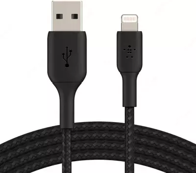 Кабель Belkin BRAIDED A-LTG black, 1 м (CAA002BT1MBK)