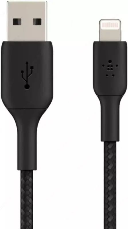 Кабель Belkin BRAIDED A-LTG black, 1 м (CAA002BT1MBK)