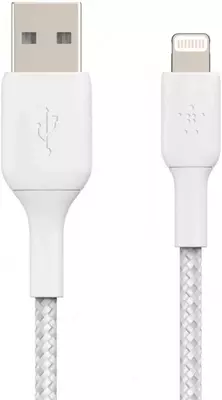 Кабель Belkin BRAIDED A-LTG white, 1 м (CAA002BT1MWH)