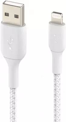 Кабель Belkin BRAIDED A-LTG white, 1 м (CAA002BT1MWH)