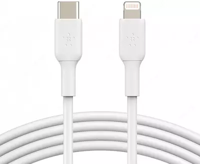 Кабель Belkin BRAIDED Lightning - USB-С, PVC, white, 1 м (CAA003BT1MWH)