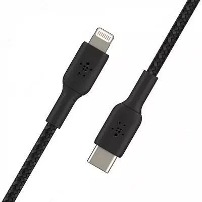 Кабель Belkin BRAIDED Lightning - USB-С, black, 1 м (CAA004BT1MBK)