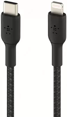 Кабель Belkin BRAIDED Lightning - USB-С, black, 1 м (CAA004BT1MBK)