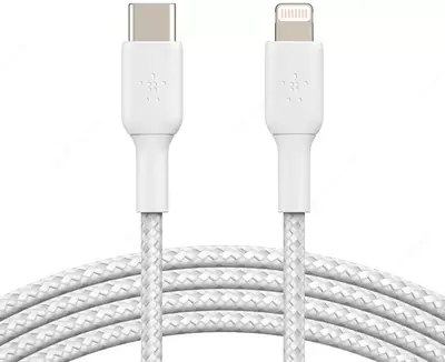 Kabel Belkin BRAIDED Lightning - USB-С, white, 1 m (CAA004BT1MWH)