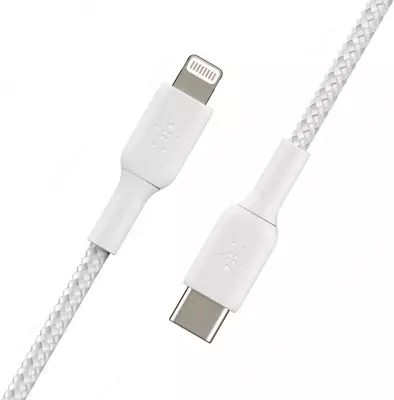 Kabel Belkin BRAIDED Lightning - USB-С, white, 1 m (CAA004BT1MWH)