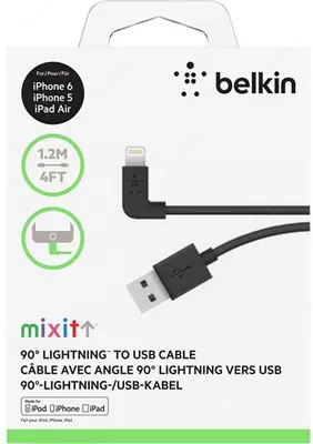 Belkin USB 2.0 Lightning zaryadlash/sinxronlash kabeli, qora, 1,2 m (F8J147bt04-BLK)