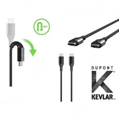 Кабель Belkin DuraTek Mixit USB-C на USB-C, black, 1.2 м (F2CU050bt04-BLK)