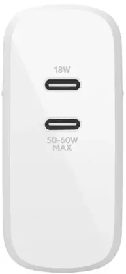 Сетевое зарядное устройство Belkin 68W USB-C CHARGER, GAN, 50C/18C, WHT (WCH003vfWH)
