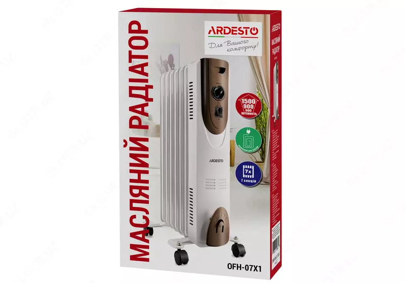  Масляный обогреватель Ardesto OFH-07X1  7 секций  1500 Вт - Обогреватели