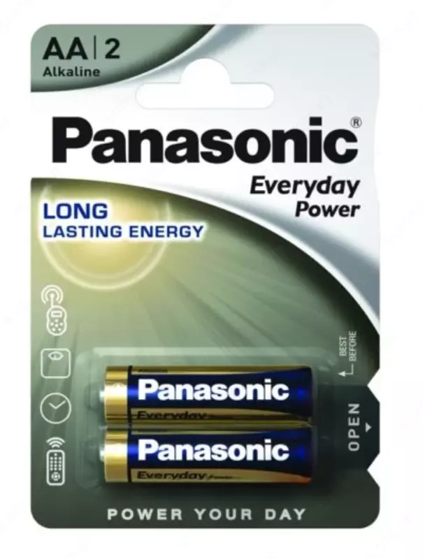 Щелочные батарейки Everyday Power, типоразмер ААА, напряжение 1,5 В. по 2 шт в упаковке