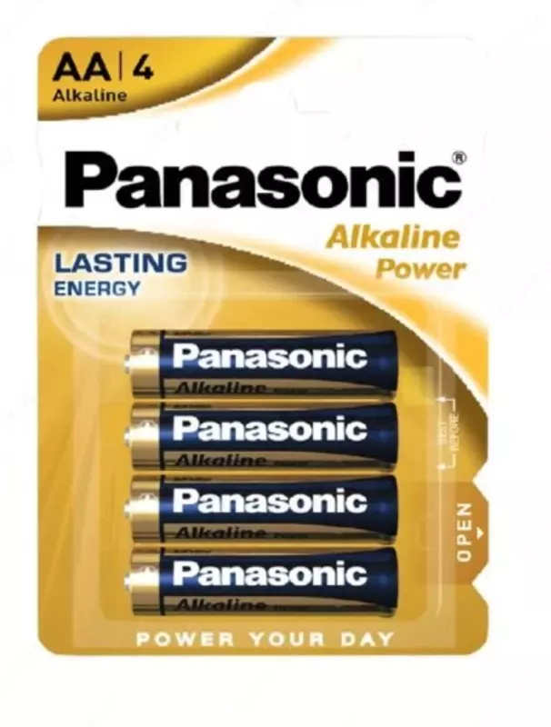 Ishqoriy quvvat ishqoriy batareyalar, o'lchami AAA, kuchlanish 1,5 V. Har bir paketga 2 dona