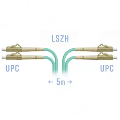 Optik patch-shnuri "SNR" LC/UPC Dupleks, 5 metr (Art. № SNR-PC-LC/UPC-MM-DPX-5m)
