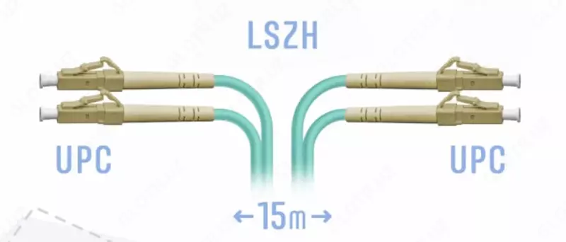 Оптический патчкорд "SNR" LC/UPC Duplex, 15 метров (Арт. SNR-PC-LC/UPC-MM-DPX-15m)