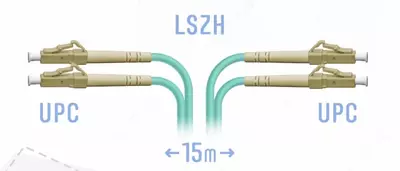 Оптический патчкорд "SNR" LC/UPC Duplex, 15 метров (Арт. SNR-PC-LC/UPC-MM-DPX-15m)