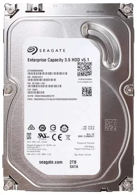 Seagate Enterprise sig‘imi 2TB 7,2k 3,5 dyuymli SATA qattiq diski (P/N ST2000NM0008)