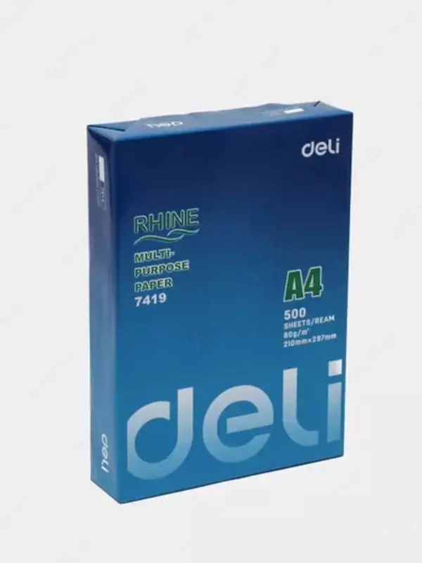 Ofis jihozlari uchun "Deli" varaq qog'ozi, A4, 80g Mate (500 varaq) Art. - 7419
