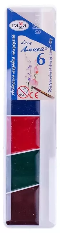 Акварель "Гамма Лицей" медовая, без кисточки (6 цветов) Арт. - 212063