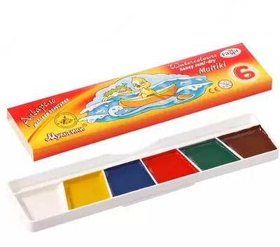 Акварель "Гамма Мультики" медовая, без кисточки (6 цветов) Арт. - 211046