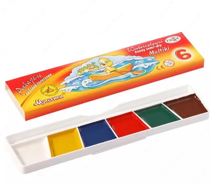 Акварель "Гамма Мультики" медовая, без кисточки (6 цветов) Арт. - 211046