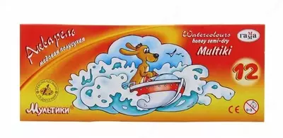 Акварель "Гамма Мультики" медовая, без кисточки (12 цветов) Арт. - 211048