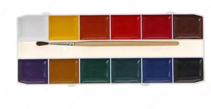 Акварель "Гамма Мультики" медовая, с кисточкой (12 цветов) Арт. - 211049