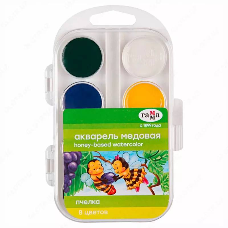 Акварель "Гамма Пчелка NEW" медовая, без кисточки (8 цветов) Арт. - 212068