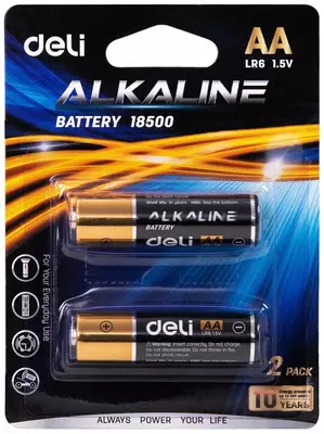 Пальчиковая батарейка "Deli" AА LR6 1.5V (Арт. - 18500) 2 шт.