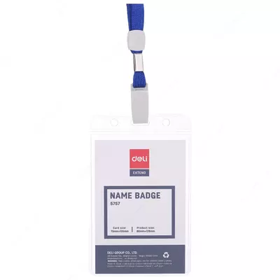 Бейджик вертикальный "Deli" с лентой 95 х 68 мм (Арт. - 5757)