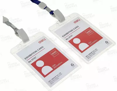 Бейджик вертикальный "Deli" с лентой 95 х 68 мм (Арт. - 5757)