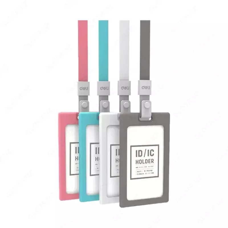 Бейджик вертикальный "Deli" с лентой 89 х 54 мм (Арт. - 8337rd)