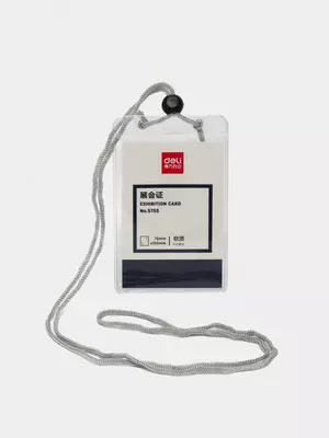 Бейджик вертикальный "Deli" на шнурке 70 х 105 мм (Арт. - 5755)