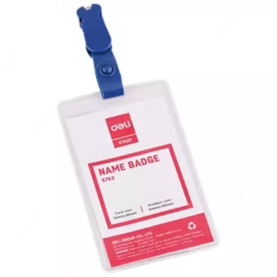 Бейджик вертикальный "Deli" с прищепкой 54 х 90 мм (Арт. - 5753)