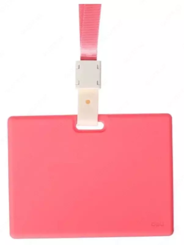 Бейджик горизонтальный "Deli" на ленте 89 х 54 мм (Арт. - 8336rd)